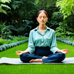 **

"A serene woman meditating in a lush green garden, fully clothed in modest, comfortable attire, safe for work, appropriate content, perfect anatomy, natural proportions, professional photography, mindful expression, family-friendly setting, daytime, well-formed hands, proper finger count, natural pose, professional."

**
