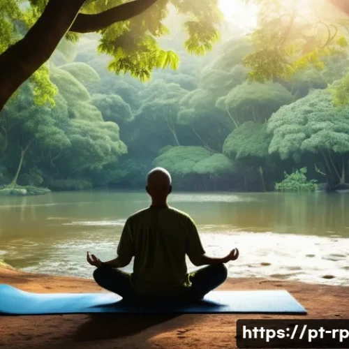 Home 29 자연 명상과 긍정적 사고의 연계 - A serene outdoor meditation scene in a lush Brazilian park during early morning, featuring a middle-...