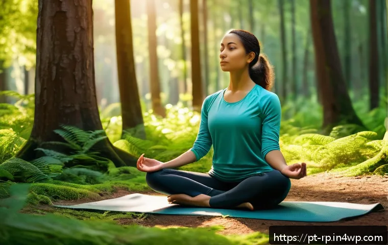 철저한 장소 조사로 자연 명상 효과 극대화하기 - A serene forest meditation scene during early morning with soft, filtered sunlight streaming through...